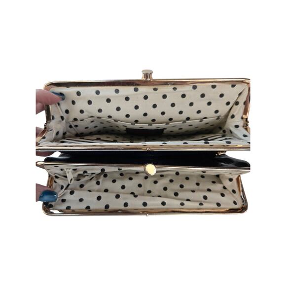 Hobo Bags Int'l Blue Quilted Genuine Patent Leather Lauren Large Wallet Clutch - Picture 2 of 8